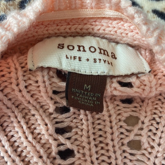 Sonoma Pastel Peach Pink Open Cardigan Sweater Size M - Picture 2 of 3